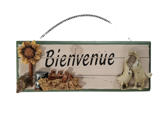 Pancarte en bois "Bienvenue"